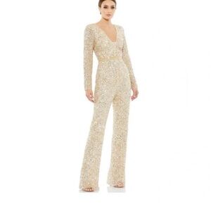 Mac Duggal Glittering Gold Jumpsuit- size 2